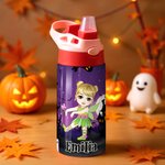 Henkilökohtainen Halloween-teema sarjakuvahahmon nimi 12 oz eristetty vesipullo, jossa on olki ja roiskesuojattu kansi Halloween Party pojille tytöille