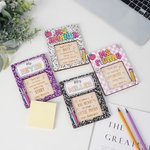 Personalised Checkered Composition Book Design Sticky Note Holder Set with Text Back to School Appreciation Teacher's Day Gift for Teachers