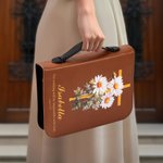Personalized Birth Flower Cross Bible Verses PU Leather Book Cover with Name and Text Birthday Anniversary Gift for Christian Women