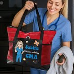 Personalisierte Krankenschwester Cartoon-Charakter große Oxford Tragetasche mit Netztasche und Name Krankenschwester Woche Anerkennung Geschenk für medizinisches Personal