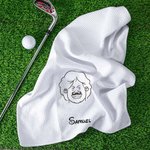 Personalized Comic Style Character Absorbent Waffle Golf Towel with Name and Hanging Clip Sports Accessory Birthday Gift for Golf Player Golf Lover