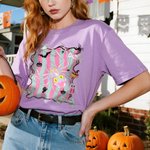 Personalisiertes Halloween T-Shirt Sweatshirt im Preppy-Coquette-Stil mit Initiale Party Geschenk für Familie Freunde