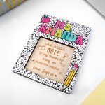 Personalised Checkered Composition Book Design Sticky Note Holder Set with Text Back to School Appreciation Teacher's Day Gift for Teachers