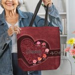 Sac Fourre-tout Imperméable Personnalisé avec 1-12 Noms Fleurs et Titre Cadeau Anniversaire Fête des Mères pour Femme Maman Grand-mère