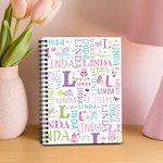 Personalized Fantasy Unicorn Dinosaur Name Cloud A5 Spiral Notebook with Initial and 120 Lined Pages Back to School Birthday Gift for Kids