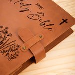 Personalized The Holy Bible Flower Portable A5 PU Leather Notebook Cover with Text and Pocket Birthday Inspirational Gift for Christian 4