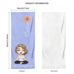 Personalized Birth Flower Cartoon Character Super Absorbent Yoga Towel with Name Sports Accessories Birthday Gift for Yoga Lovers Women