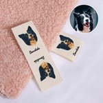 Personalisierte 10-tlg. Textiletiketten aus Baumwolle mit Haustier-Porträt-Design und Namen Geburtstag Geschenk für DIY Stricker Nähliebhaber