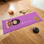 Personalized Birth Flower Cartoon Character Super Absorbent Yoga Towel with Name Sports Accessories Birthday Gift for Yoga Lovers Women
