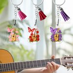 Spersonalizowany akrylowy brelok do kluczy z imieniem i frędzlami w kształcie kwiatu gitary dla miłośników muzyki i gitarzystów