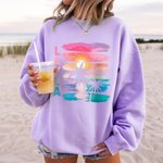 Personlig Coconut Tree Beach Sunset T-skjorte T-skjorte Genser med hettegenser med navn Ferie Beach Party Bursdagsgave til familie venner