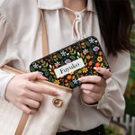 Henkilökohtainen Folk Art Flower Suuri PU Nahka nimi käsi lompakko useita osastoja ja metalli vetoketju Syntymäpäivä vuosipäivä lahja naiselle