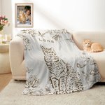 Personalisierte Retro Floral Pet Photo Portrait weiche Decke mit Namen Home Decor Geburtstagsgeschenk für Tierliebhaber Besitzer