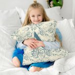 Housse de Coussin Personnalisée avec Motif Toile de Jouy Fleuri Initiale et Nom Décoration Maison Cadeau d’Anniversaire Noël pour Femme