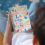 Personalized Fantasy Unicorn Dinosaur Name Cloud A5 Spiral Notebook with Initial and 120 Lined Pages Back to School Birthday Gift for Kids