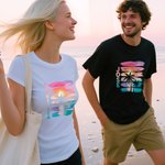 Personlig Coconut Tree Beach Sunset T-skjorte T-skjorte Genser med hettegenser med navn Ferie Beach Party Bursdagsgave til familie venner