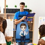 Personalisierte Cartoon Lehrer Bleistift Buntstift Schürze mit Text Teacher's Day zurück zu Schule Wertschätzung Geschenk für Lehrer