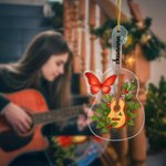 Personalized Guitar Birth Flower Butterfly Clear Acrylic Ornament with Name Home Decor Christmas Housewarming Gift for Music Lovers