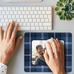 Personalised Buffalo Plaid Photo Non-Slip Mouse Pad Office Desk Accessory Birthday Christmas Gift for Family Friends Colleagues
