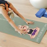 Personalized Birth Flower Cartoon Character Super Absorbent Yoga Towel with Name Sports Accessories Birthday Gift for Yoga Lovers Women