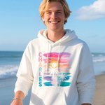 Personlig Coconut Tree Beach Sunset T-skjorte T-skjorte Genser med hettegenser med navn Ferie Beach Party Bursdagsgave til familie venner