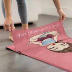 Personalized Birth Flower Cartoon Character Super Absorbent Yoga Towel with Name Sports Accessories Birthday Gift for Yoga Lovers Women