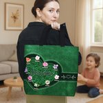 Sac Fourre-tout Imperméable Personnalisé avec 1-12 Noms Fleurs et Titre Cadeau Anniversaire Fête des Mères pour Femme Maman Grand-mère