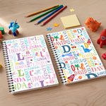 Personalized Fantasy Unicorn Dinosaur Name Cloud A5 Spiral Notebook with Initial and 120 Lined Pages Back to School Birthday Gift for Kids