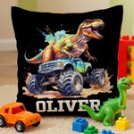 Personalisierte Dinosaurier LKW weiches Kissen Abdeckung mit Namen Zimmer Dekor Geburtstag Weihnachten Geschenk für Jungen Mädchen