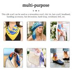 Personalized Multicolor Ocean Art Illustration Whale Jellyfish Square Satin Scarf with Name Travel Party Accessory Gift for Women