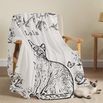 Personalisierte Retro Floral Pet Photo Portrait weiche Decke mit Namen Home Decor Geburtstagsgeschenk für Tierliebhaber Besitzer