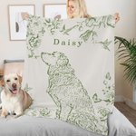 Personalisierte Retro Floral Pet Photo Portrait weiche Decke mit Namen Home Decor Geburtstagsgeschenk für Tierliebhaber Besitzer