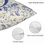 Housse de Coussin Personnalisée avec Motif Toile de Jouy Fleuri Initiale et Nom Décoration Maison Cadeau d’Anniversaire Noël pour Femme