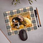 Personalised Buffalo Plaid Photo Non-Slip Mouse Pad Office Desk Accessory Birthday Christmas Gift for Family Friends Colleagues