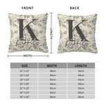Housse de Coussin Personnalisée avec Motif Toile de Jouy Fleuri Initiale et Nom Décoration Maison Cadeau d’Anniversaire Noël pour Femme