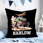 Personalisierte Dinosaurier LKW weiches Kissen Abdeckung mit Namen Zimmer Dekor Geburtstag Weihnachten Geschenk für Jungen Mädchen