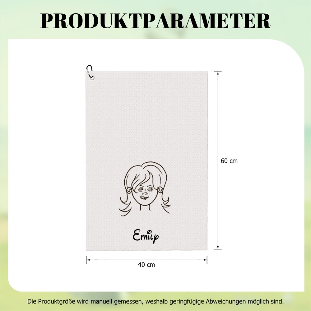 Personalisiertes Golf Waffelhandtuch mit Karikatur-Figur Namen und Karabinerhaken Sport Zubehör Geburtstag Geschenk für Golfspieler Golfliebhaber 8