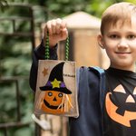 Bolso tote personalizado de Halloween con calabaza calavera bruja y nombre regalo de Halloween para niños
