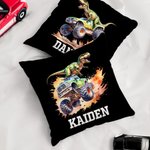 Personalisierte Dinosaurier LKW weiches Kissen Abdeckung mit Namen Zimmer Dekor Geburtstag Weihnachten Geschenk für Jungen Mädchen