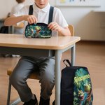 Zaino borsa termica e astuccio personalizzati con nome a tema cartone animato dinosauro e unicorno set per il ritorno a scuola regalo per bambini