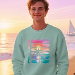 Personlig Coconut Tree Beach Sunset T-skjorte T-skjorte Genser med hettegenser med navn Ferie Beach Party Bursdagsgave til familie venner