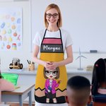 Personalisierte Cartoon Lehrer Bleistift Buntstift Schürze mit Text Teacher's Day zurück zu Schule Wertschätzung Geschenk für Lehrer