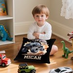 Personalisierte Dinosaurier LKW weiches Kissen Abdeckung mit Namen Zimmer Dekor Geburtstag Weihnachten Geschenk für Jungen Mädchen