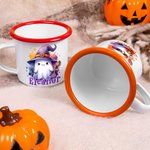 Personalized Cute Ghost Pumpkin 12 oz Enamel Mug with Name Trick or Treat Use Halloween Party Gift for Boys Girls