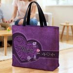 Sac Fourre-tout Imperméable Personnalisé avec 1-12 Noms Fleurs et Titre Cadeau Anniversaire Fête des Mères pour Femme Maman Grand-mère
