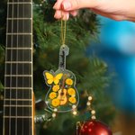 Personalized Guitar Birth Flower Butterfly Clear Acrylic Ornament with Name Home Decor Christmas Housewarming Gift for Music Lovers