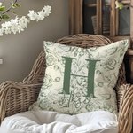 Housse de Coussin Personnalisée avec Motif Toile de Jouy Fleuri Initiale et Nom Décoration Maison Cadeau d’Anniversaire Noël pour Femme