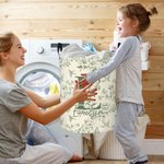 Spersonalizowany składany kosz na pranie Toile De Jouy Floral Initial o dużej pojemności z imieniem i nazwiskiem Prezent świąteczny na parapetówkę dla rodziny