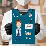 Personlig tecknad medicinsk karaktär flerfärgad akryl skrivplatta med lågprofilklämma Sjuksköterskeveckan Uppskattningsgåva för medicinsk personal