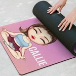 Personalizzato Cartoon Yoga Character Gradient-Color Tappetino yoga antiscivolo con testo e nome Regalo di compleanno fitness per gli amanti dello yoga